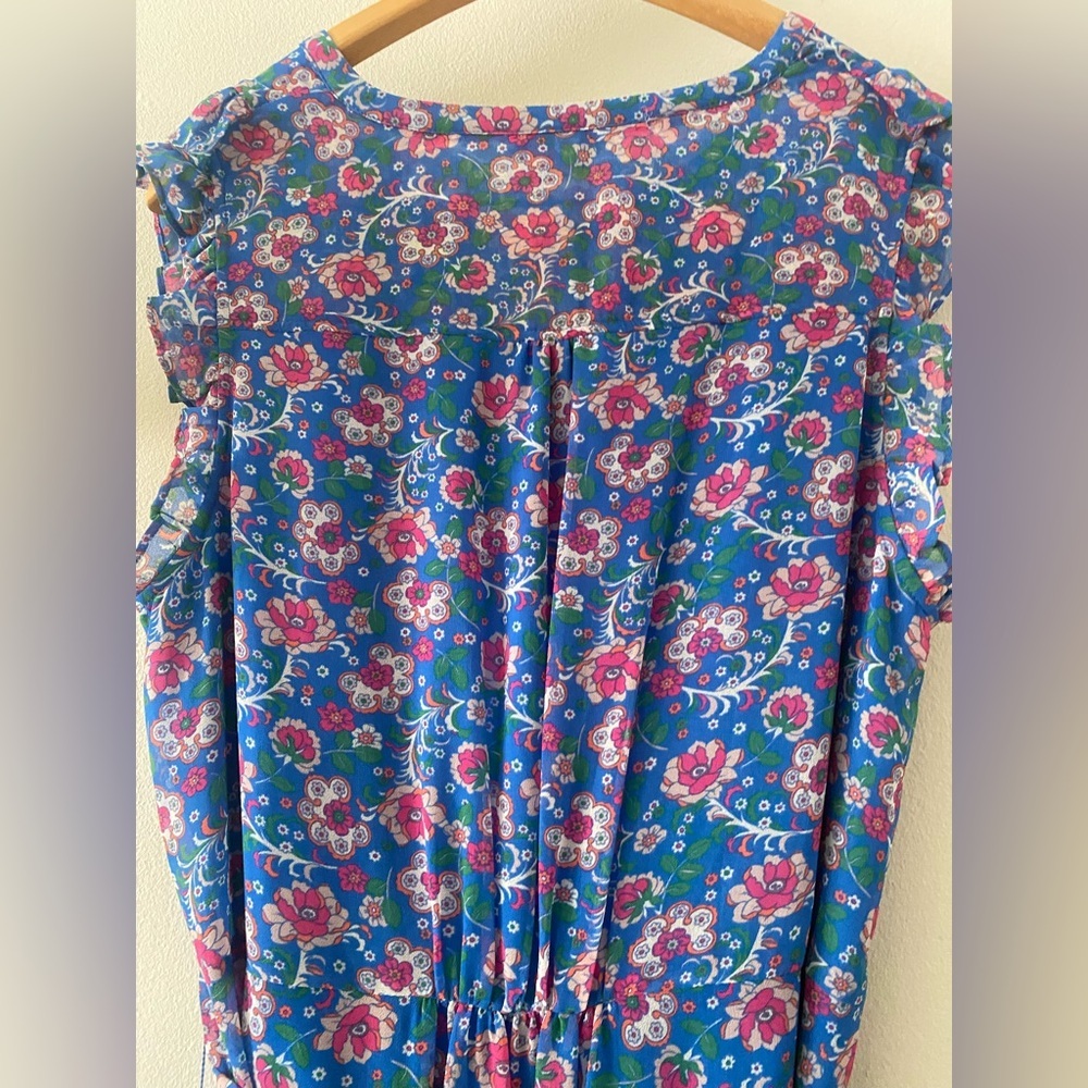 BODEN Elise SheerLuxe Floral Blue Sleeveless Dress size 12 - Picture 13 of 16